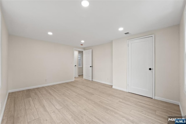 428 Elm Ave, River Edge, NJ 07661 - below grade area featuring light wood-style floors, baseboards, and recessed lighting