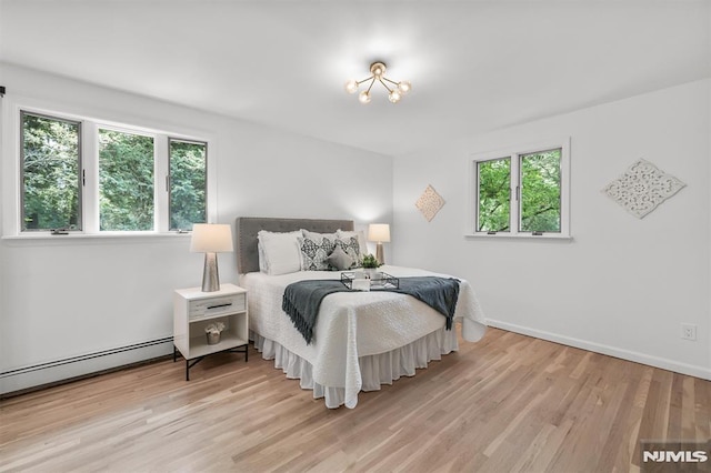 104 Myrtle Ave, Ramsey, NJ 07446 - bedroom with multiple windows, light wood-style floors, and baseboard heating
