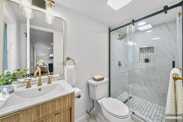 104 Myrtle Ave, Ramsey, NJ 07446 - bathroom with vanity and a marble finish shower