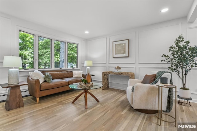 104 Myrtle Ave, Ramsey, NJ 07446 - living area featuring a decorative wall, light wood-style floors, and recessed lighting
