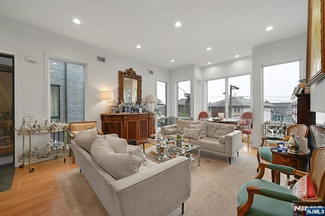 716 Undercliff Ave, Edgewater, NJ 07020 - living room featuring recessed lighting and light wood-style flooring