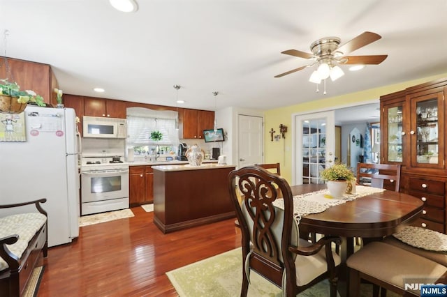 300 Wilson Ave, Lyndhurst, NJ 07071 - dining space with dark wood finished floors, ceiling fan, and recessed lighting