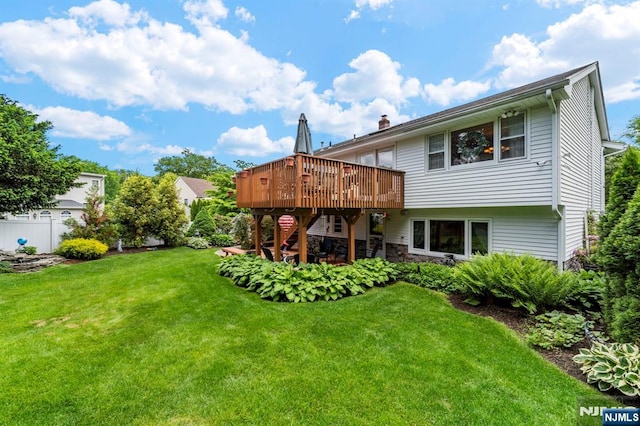 9 E Brook Dr, Paramus, NJ 07652 - rear view of property with a deck
