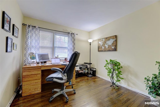 225 William St, River Vale, NJ 07675 - office area with baseboards and dark wood-type flooring