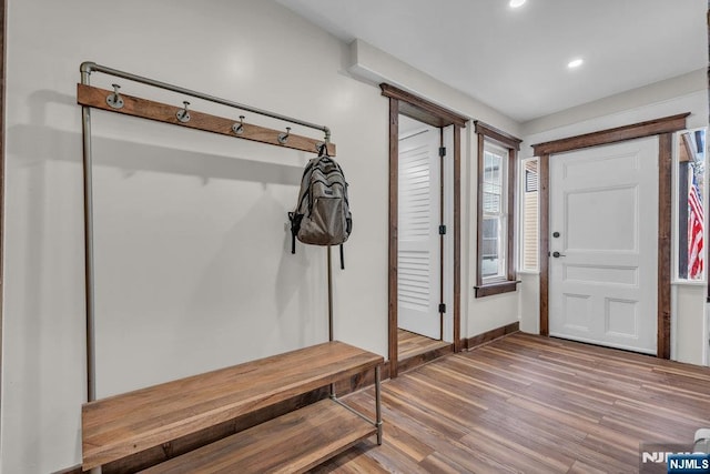 18 Edge Hill Rd, Blairstown, NJ 07825 - mudroom with wood finished floors, recessed lighting, and baseboards