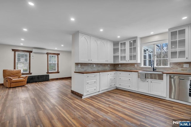 18 Edge Hill Rd, Blairstown, NJ 07825 - kitchen featuring dishwasher, a wall unit AC, radiator, a sink, and baseboards