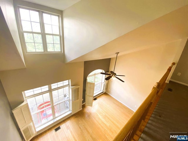 145 Riverwalk Way, Clifton, NJ 07014 - staircase featuring wood finished floors, baseboards, and ceiling fan