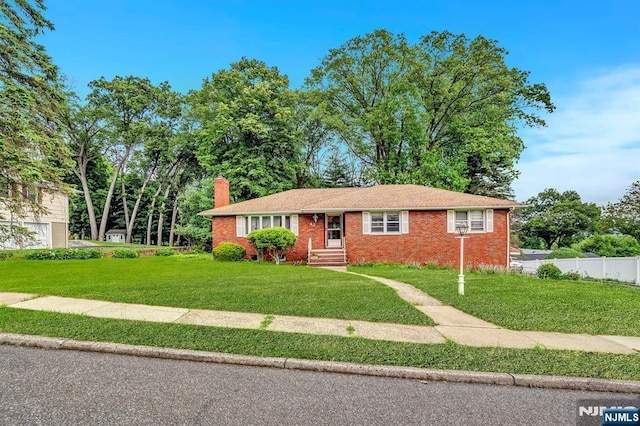 42 Cecilia Dr, Wayne, NJ 07470 - ranch-style house with a chimney and brick siding