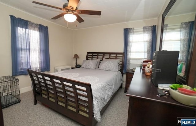 516 Beardsley Ave, Bloomfield, NJ 07003 - bedroom featuring carpet, crown molding, ceiling fan, and baseboards