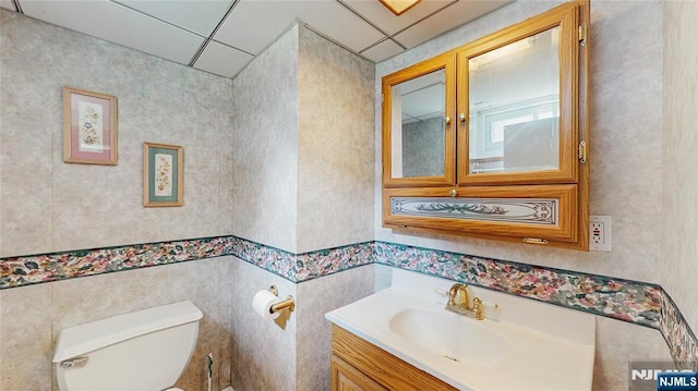 336 Ridgewood Blvd, Twp Of Washington, NJ 07676 - half bath with vanity, toilet, and a drop ceiling