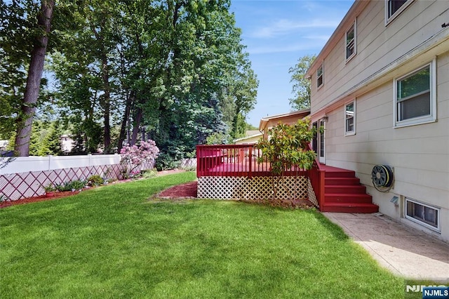 336 Ridgewood Blvd, Twp Of Washington, NJ 07676 - view of green lawn with a wooden deck