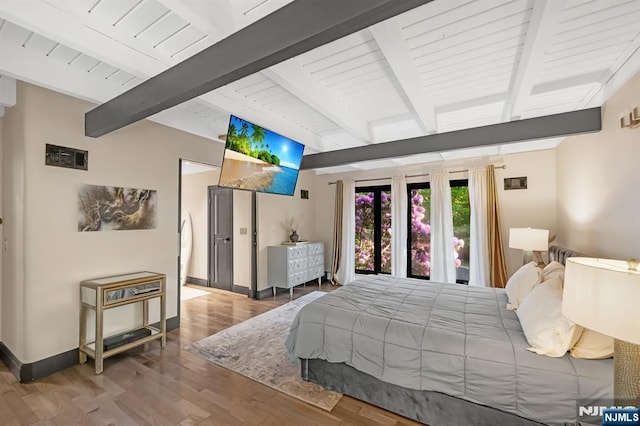 18 Lomas Ln, Montvale, NJ 07645 - bedroom with wood finished floors, baseboards, and wooden ceiling with exposed beams