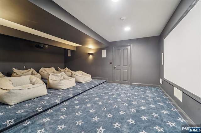 1021 Hillcrest Rd, Ridgewood, NJ 07450 - carpeted home theater room featuring baseboards