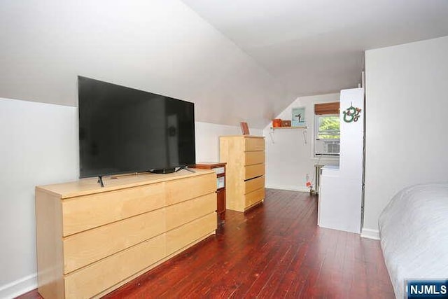2 Hartland Ave, Emerson, NJ 07630 - bedroom with vaulted ceiling, dark wood finished floors, and baseboards