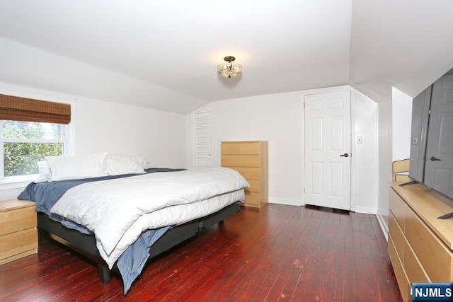 2 Hartland Ave, Emerson, NJ 07630 - bedroom with hardwood / wood-style flooring, vaulted ceiling, and baseboards