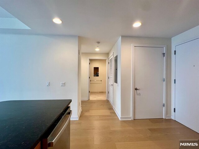 800 12th St Unit 207, Palisades Park, NJ 07650 - hallway featuring light wood-type flooring, recessed lighting, and baseboards