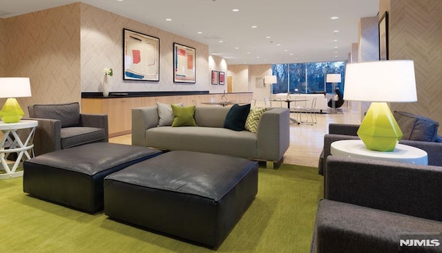 800 12th St Unit 207, Palisades Park, NJ 07650 - community lobby featuring wallpapered walls and recessed lighting