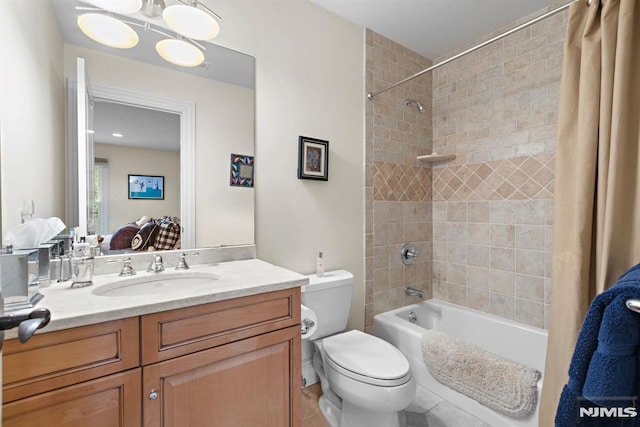 6 Lauren Pond Ct, Demarest, NJ 07627 - full bath with shower / tub combo with curtain, vanity, toilet, and tile patterned floors