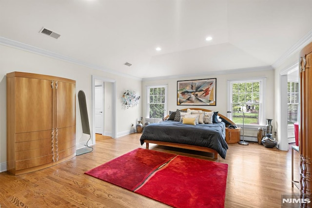 6 Lauren Pond Ct, Demarest, NJ 07627 - bedroom featuring multiple windows, light wood-style floors, crown molding, a baseboard heating unit, and baseboards