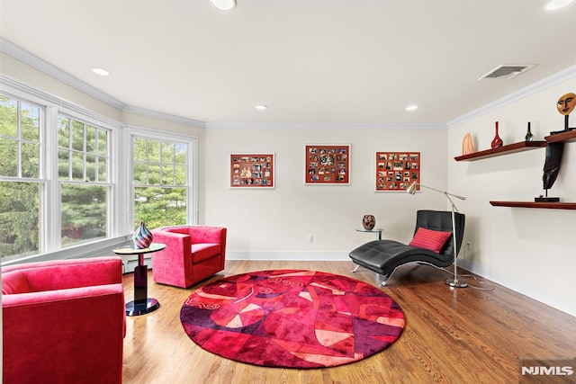 6 Lauren Pond Ct, Demarest, NJ 07627 - sitting room featuring wood finished floors, baseboards, recessed lighting, and crown molding