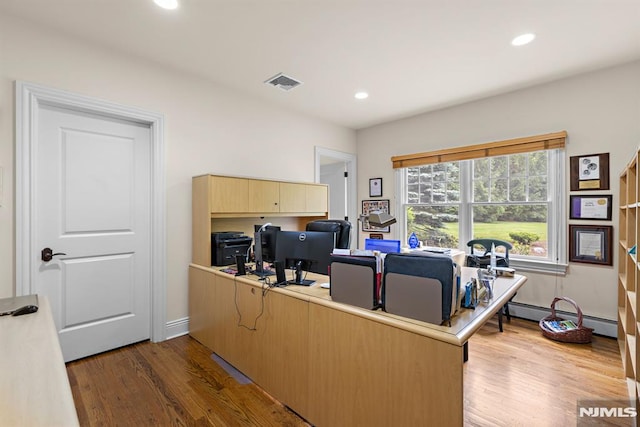 6 Lauren Pond Ct, Demarest, NJ 07627 - office with baseboard heating, dark wood-type flooring, recessed lighting, and baseboards