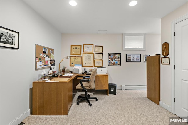 6 Lauren Pond Ct, Demarest, NJ 07627 - home office featuring carpet floors, recessed lighting, baseboard heating, and baseboards