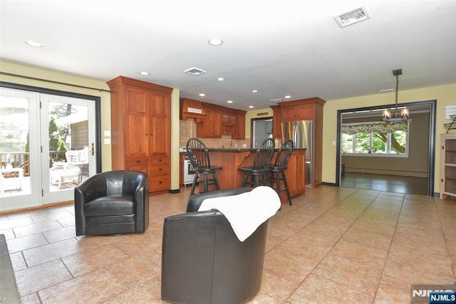 126 Darrow Dr, North Haledon, NJ 07508 - living area featuring recessed lighting, a chandelier, and baseboards