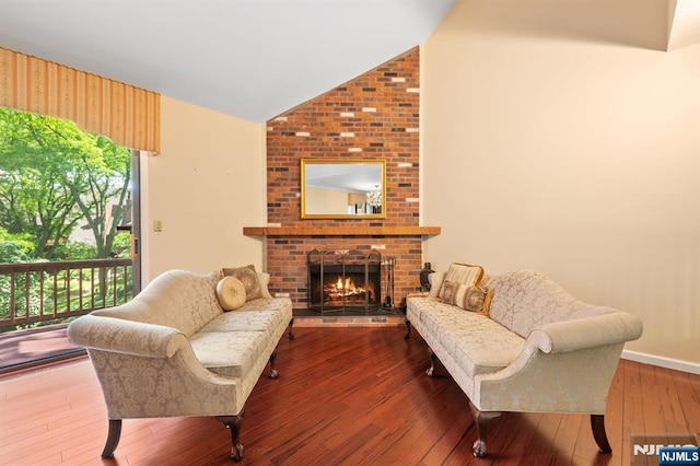 506 Teal Plz, Secaucus, NJ 07094 - living room with hardwood / wood-style floors, a fireplace, and high vaulted ceiling