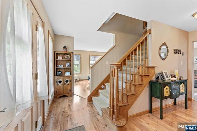 41 Sycamore Ave, Hillsdale, NJ 07642 - foyer featuring light wood-style floors, stairway, and baseboards