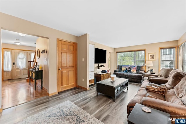 41 Sycamore Ave, Hillsdale, NJ 07642 - living room featuring light wood finished floors and baseboards