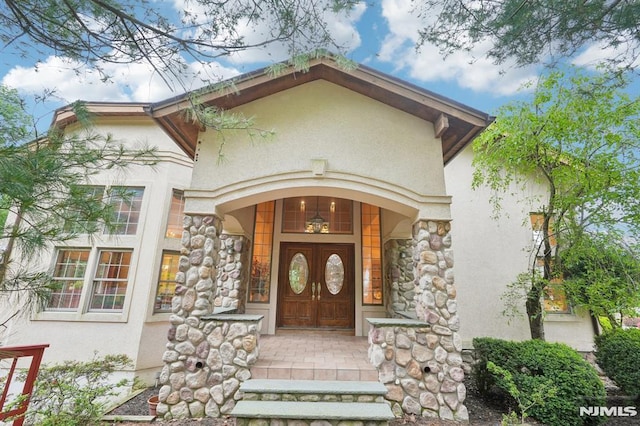45 Dykers Farm Rd, North Haledon, NJ 07508 - property entrance featuring stucco siding and stone siding