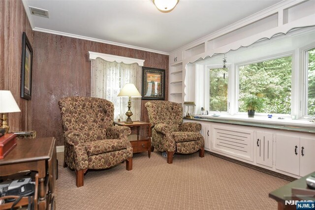 76 Spring Valley Rd, Montvale, NJ 07645 - living area with light colored carpet and crown molding