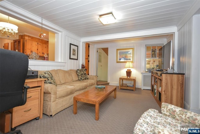 76 Spring Valley Rd, Montvale, NJ 07645 - living room featuring crown molding and carpet floors