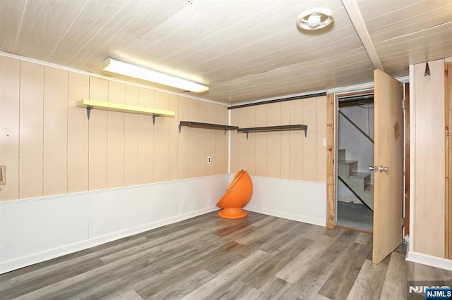 328-330 Hoover Ave, Bloomfield, NJ 07003 - finished below grade area with wooden ceiling, wood finished floors, stairway, and wood walls