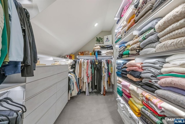 15 Meadowbrook Rd, Upper Saddle River, NJ 07458 - walk in closet featuring lofted ceiling and light colored carpet