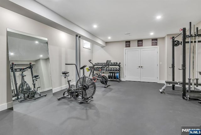 15 Meadowbrook Rd, Upper Saddle River, NJ 07458 - workout area with recessed lighting and baseboards