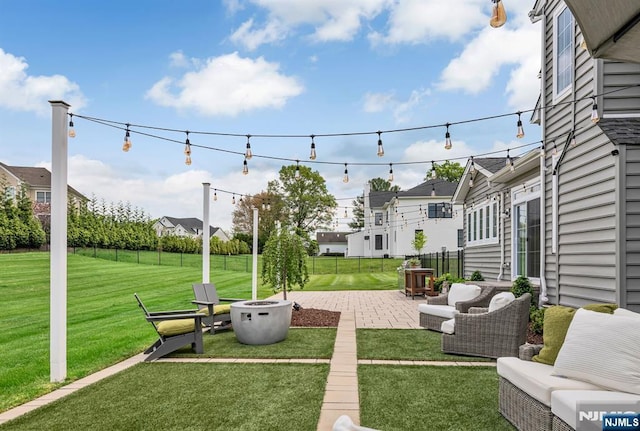 15 Meadowbrook Rd, Upper Saddle River, NJ 07458 - view of yard with a patio area, a residential view, and an outdoor living space with a fire pit