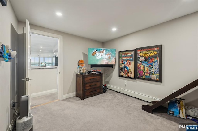 1360 Hamburg Tpke Unit 702, Wayne, NJ 07470 - carpeted bedroom with a baseboard heating unit, recessed lighting, and baseboards