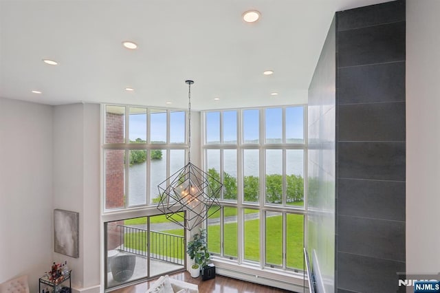 1360 Hamburg Tpke Unit 702, Wayne, NJ 07470 - detailed view of a nearby body of water, recessed lighting, and a baseboard heating unit