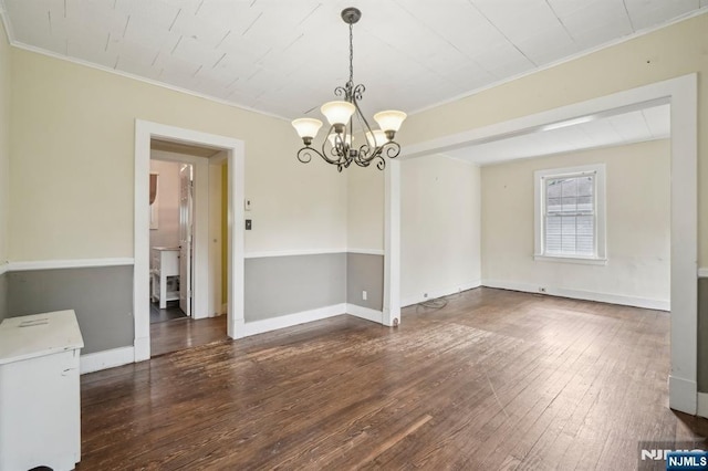 21 Albert Ave, Fair Lawn, NJ 07410 - unfurnished room featuring crown molding, a chandelier, wood-type flooring, and baseboards