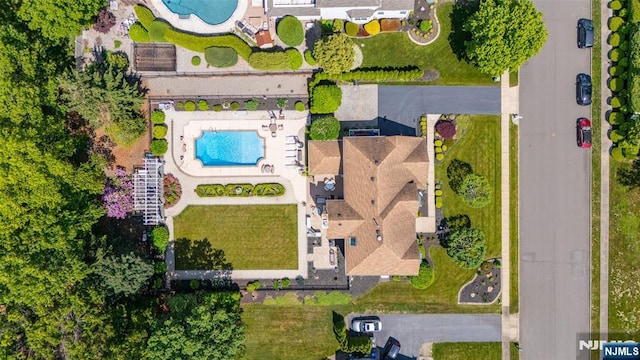 - aerial view of a pool