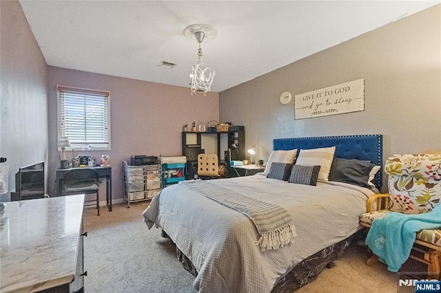 40 Upsala Ct, East Orange, NJ 07017 - bedroom featuring a chandelier and carpet floors