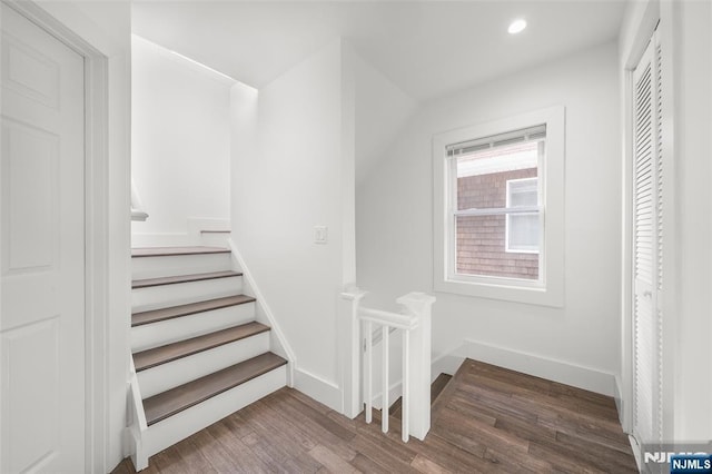 93 Stelfox St, Demarest, NJ 07627 - stairs featuring wood finished floors, recessed lighting, and baseboards