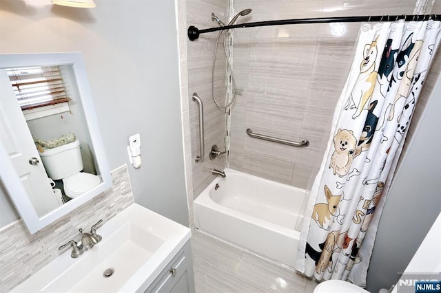 1154 Summit Ave, Teaneck, NJ 07666 - full bathroom featuring toilet, shower / bath combo, and vanity