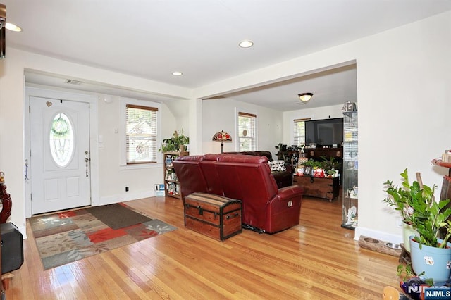 1154 Summit Ave, Teaneck, NJ 07666 - entrance foyer with light wood finished floors, baseboards, and recessed lighting