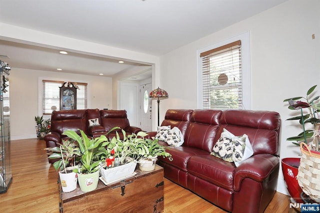 1154 Summit Ave, Teaneck, NJ 07666 - living area with wood finished floors, recessed lighting, and baseboards