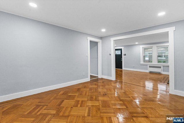 49 Oakwood Ave, Bloomfield, NJ 07003 - spare room with radiator heating unit, baseboards, and recessed lighting