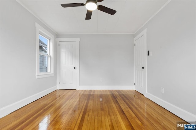 49 Oakwood Ave, Bloomfield, NJ 07003 - spare room featuring crown molding, hardwood / wood-style flooring, a ceiling fan, and baseboards