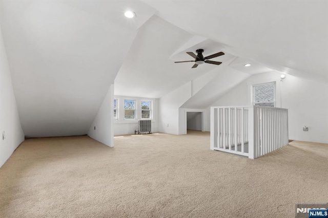 49 Oakwood Ave, Bloomfield, NJ 07003 - bonus room featuring carpet floors, lofted ceiling, ceiling fan, and recessed lighting