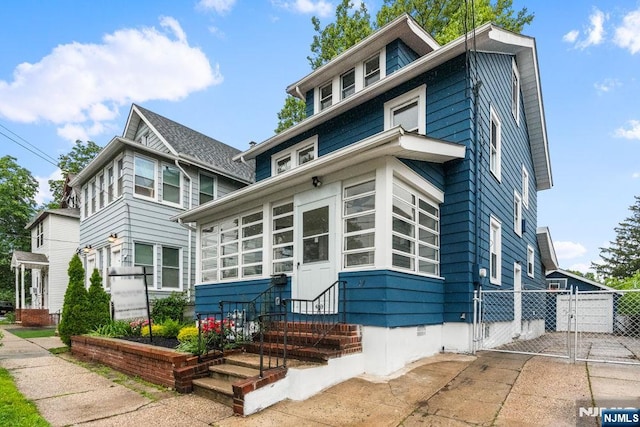 49 Oakwood Ave, Bloomfield, NJ 07003 - american foursquare style home featuring entry steps, a gate, and crawl space